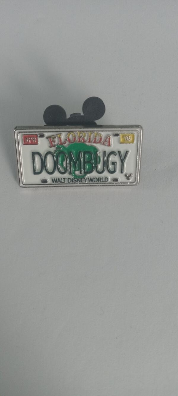 Disney license plates doombugy pin.